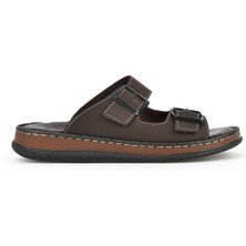 Ziya, Erkek Hakiki Deri Terlik 1511045ZS1 Kahve