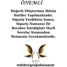 Epoksi Siyah Simli Kalp Kelebek Figürlü Harf Anahtarlık
