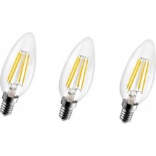 Rustik LED Ampül C35 6500K Beyaz Işık 220V 4W E14 3 Adet