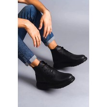 SLW204 Franca Bağcıklı Cilt Erkek Spor Bot St - Siyah