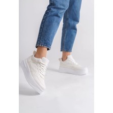 Alessı Bağcıklı Ortopedik Taban Kadın Sneaker Spor Ayakkabı Bt - Kırık Beyaz