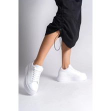 Bıana Bağcıklı Ortopedik Taban Kadın Sneaker Spor Ayakkabı  Bt - Beyaz