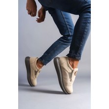 SLW161 Hippo Bağcıksız Süet Erkek Günlük Sneaker Ayakkabı Sgt - Bej