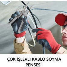 Umotech Profesyonel Çok Amaçlı Tel Sıyırıcı Pensesi, Elektrikçiler Için Kablo Kesme Bükme ve Sıkma Pensesi