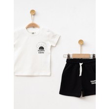 Marcoera Erkek Bebek Baskılı Şortlu Takım 1-4 Yaş Siyah