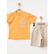 Marcoera Erkek Çocuk Baskılı Şortlu Takım 4-12 Yaş Hardal