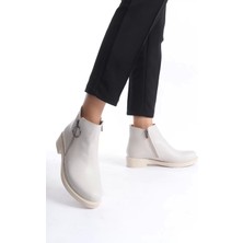 Margaret Fermuarlı Ortopedik Taban Topuklukadın Bot  Kt - Krem