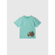 Benetton Erkek Çocuk Figürlü Tshirt 1-6 Yaş Mint