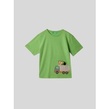 Benetton Erkek Çocuk Figürlü Tshirt 1-6 Yaş Yeşil