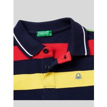 United Colors Of Benetton Erkek Çocuk Koyu Renkli Mix Çizgili Logo Işlemeli T-Shirt