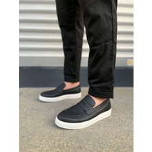JY180 Estilo x Bağcıksız Cilt Erkek Günlük Spor Klasik Ayakkabı Cbt - Siyah