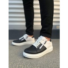 JY155 Warrior Bağcıklı ve Fermuarlı Cilt Erkek Günlük Sneaker Ayakkabı Cbt - Beyaz/siyah