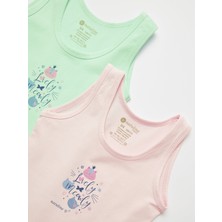 Kız Çocuk Organik Pamuklu Likralı Atlet Lovely Meowly 2'li Paket