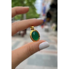 Gümüş Yeşil Taşlı Kolye Ucu