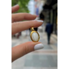 Gümüş Sedef Taşlı Kolye Ucu