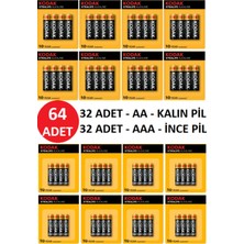 Xtralife Alkalin Toplam (64) Adet Özel Pil Paketi - 32 Adet Ince Pil + 32 Adet Kalın Pil