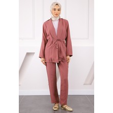 İmaj Butik Gül Beli İpli Ceket Pantolonlu Takım