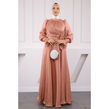 İmaj Butik Somon Yan Bağlamalı Kol Detaylı Abiye