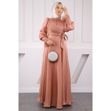 İmaj Butik Somon Yan Bağlamalı Kol Detaylı Abiye