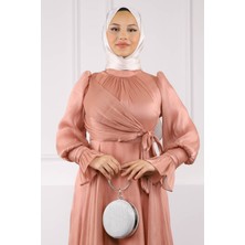 İmaj Butik Somon Yan Bağlamalı Kol Detaylı Abiye