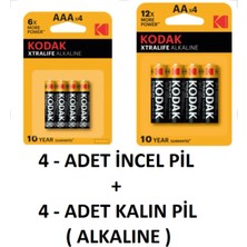 Xtralife Alkalin Toplam 8 Adet Özel Pil Paketi - 4 Adet Ince Pil + 4 Adet Kalın Pil