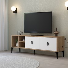 3504 Era Tv Ünitesi 150  cm  Kapaklı Raflı Sepet - Beyaz