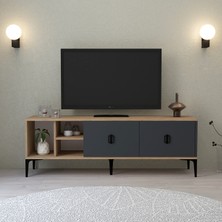 3505 Era Tv Ünitesi 150  cm  Kapaklı Raflı Antrasit - Sepet