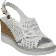 Mammamia D25YS-2640Z Dolgu Topuklu Beyaz Kadın Sandalet