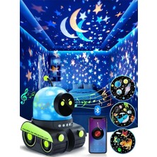 Gece Lambası Projektör Çocuklar Için Eğitici Bluetooth Hoparlör Speaker Gezengen Ay Yıldz Işıklı