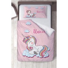 instababyrooms Pamuklu Mikro Saten Pembe Unicorn Çocuk Odası Çocuk Nevresim Takımı