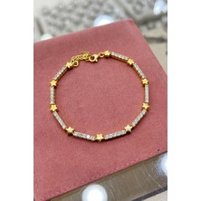 Gümüş Yıldız Model Altın Kaplama Bileklik