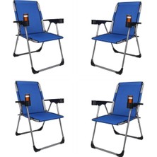 140 Kg Taşima Kapasiteli 4'Lü Lüks Bardaklıklı Kamp & Piknik Sandalyesi