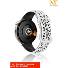 Nezih Case  Huawei Watch Gt-Gt2-Gt3 42MM ve Elegant 20MM Uyumlu Akalite Leopar Desenli Silikon Kordon