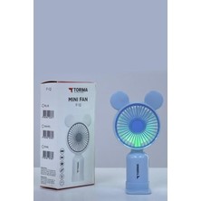Mini Taşınabilir Fan Vantilatör Şarjlı Ledli Ayıcık Kulaklı 2 Kademeli Klima Soğutucu