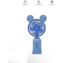 Mini Taşınabilir Fan Vantilatör Şarjlı Ledli Ayıcık Kulaklı 2 Kademeli Klima Soğutucu