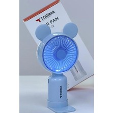 Mini Taşınabilir Fan Vantilatör Şarjlı Ledli Ayıcık Kulaklı 2 Kademeli Klima Soğutucu