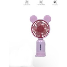Mini Taşınabilir Fan Vantilatör Şarjlı Ledli Ayıcık Kulaklı 2 Kademeli Klima Soğutucu