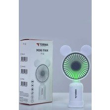 Mini Taşınabilir Fan Vantilatör Şarjlı Ledli Ayıcık Kulaklı 2 Kademeli Klima Soğutucu