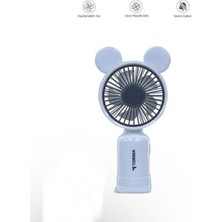 Mini Taşınabilir Fan Vantilatör Şarjlı Ledli Ayıcık Kulaklı 2 Kademeli Klima Soğutucu