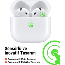4.nesil Beyaz Ios Android Uyumlu Kablosuz Bluetooth Kulaklık Yeni Nesil Şeffaf Kılıf Hediyeli