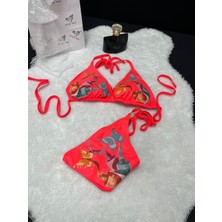 Amor Face Özel Tasarım Kelebeğin Ojeleri Baskılı Brazilian Beach Club Sexy Kadın Bikini Takımı