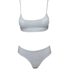 Pedli Ip Askılı Yarım Atlet Büstiyer Külot Takım Gri