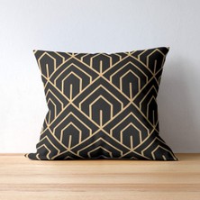 4'lü Siyah ve Gold Geometrik Desenli Modern Dekoratif Kırlent Kılıfı