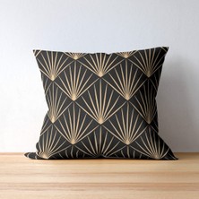 4'lü Siyah ve Gold Geometrik Desenli Modern Dekoratif Kırlent Kılıfı