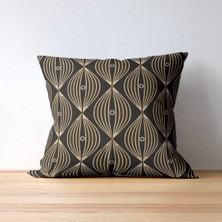 4'lü Siyah ve Gold Geometrik Desenli Modern Dekoratif Kırlent Kılıfı