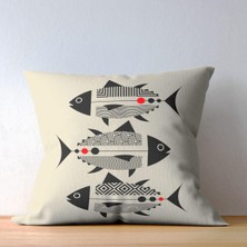 4'lü Geometrik ve Çizgisel Detaylı Modern Hayvan Figürlü Kırlent Kılıfı