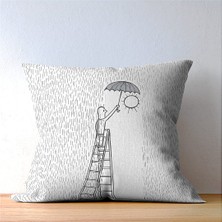 Minimalist Yağmurda Güneş Kırlent Kılıfı 43 x 43  cm