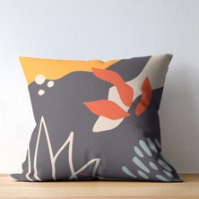 4'lü Bohem Soft Yaprak Desenli Kırlent Kılıfı,dijital Baskı 43 x 43