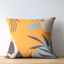 4'lü Bohem Soft Yaprak Desenli Kırlent Kılıfı,dijital Baskı 43 x 43