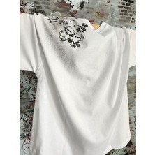 Tiwo Dijital Kurukafa2 El Boyaması Standart Beyaz T-Shirt
